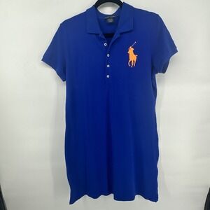 Ralph Lauren Polo Shirt Dress Blue Short Sleeve Cotton Size XL Pima Cotton